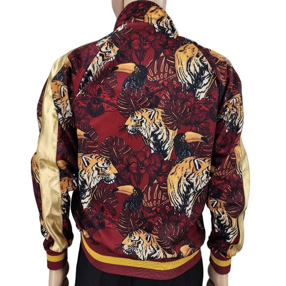 G-Style Tiger & Toucan Print Track Jacket With Gold Stripes, Men's Medium - Picture 4 of 9